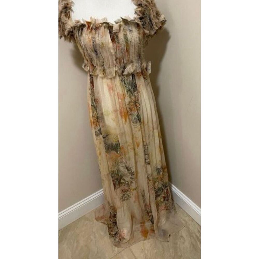 NWT Free People Irina Embellished Raw Edges Floral print Vintage Dress size L Re - Picture 3 of 10